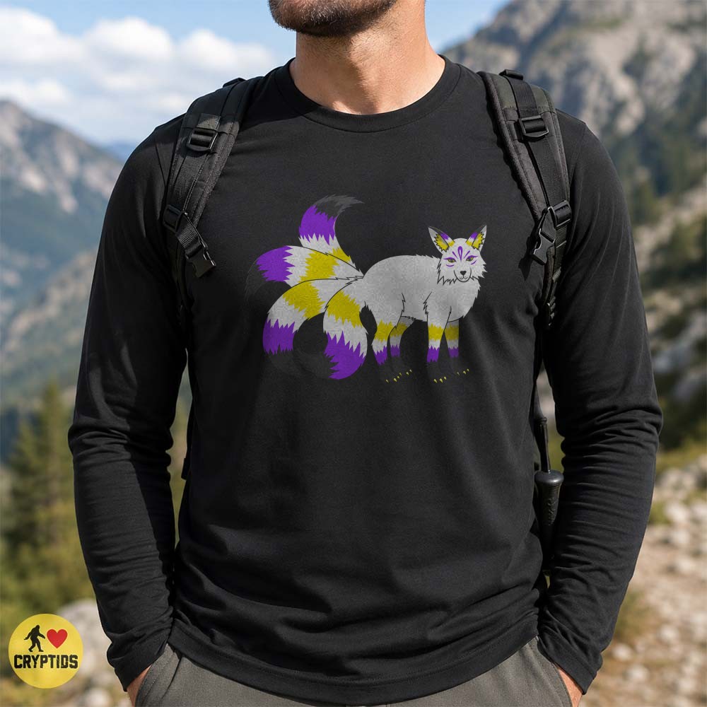Kitsune Nine-Tailed Fox Nonbinary Pride Flag Colors Fantasy Furry Art T-Shirt 1 Kitsune Nine-Tailed Fox Nonbinary Pride Flag Colors Fantasy Furry Art Shirt