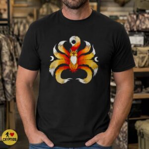 Kitsune Nine-Tailed Fox Triple Moon Goddess Fire Watercolor Art T-Shirt 7 Kitsune Nine-Tailed Fox Triple Moon Goddess Fire Watercolor Art Shirt