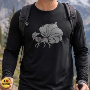 Kitsune Nine-Tailed Fox White Ink Swirl Japanese Mythology Elegant Art T-Shirt 6 Kitsune Nine-Tailed Fox White Ink Swirl Japanese Mythology Elegant Art Shirt