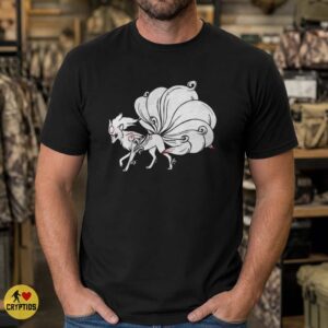 Kitsune Nine-Tailed Fox White Ink Swirl Japanese Mythology Elegant Art T-Shirt 7 Kitsune Nine-Tailed Fox White Ink Swirl Japanese Mythology Elegant Art Shirt
