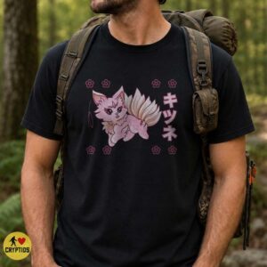Kitsune Pink Chibi Fox Cherry Blossom Kawaii Japanese Folklore Cute T-Shirt 7 Kitsune Pink Chibi Fox Cherry Blossom Kawaii Japanese Folklore Cute Shirt