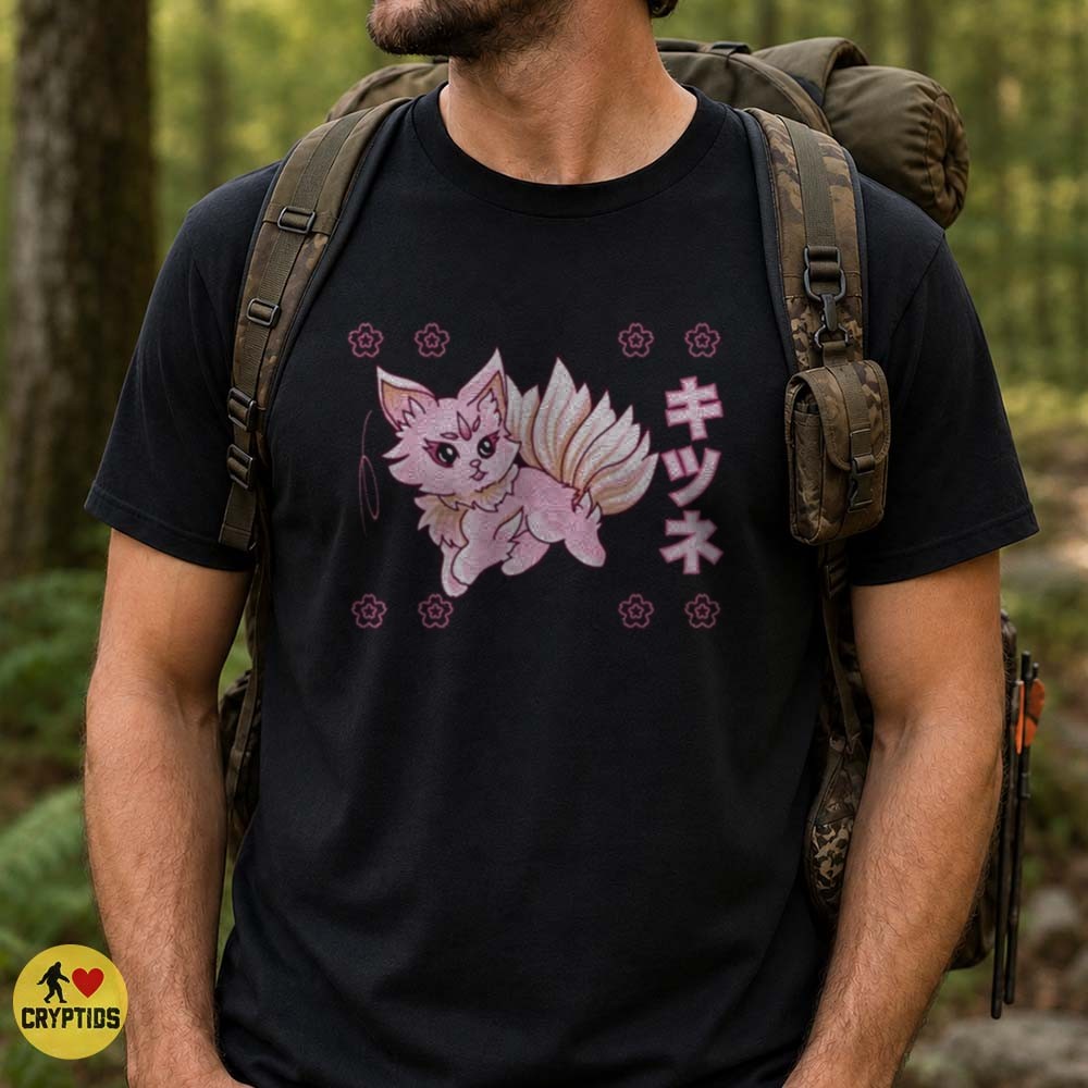 Kitsune Pink Chibi Fox Cherry Blossom Kawaii Japanese Folklore Cute T-Shirt 4 Kitsune Pink Chibi Fox Cherry Blossom Kawaii Japanese Folklore Cute Shirt