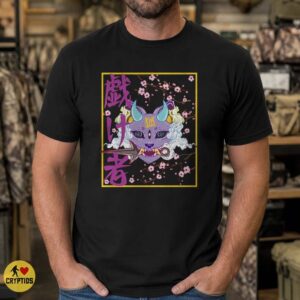 Kitsune Trickster Oni Mask Cherry Blossom Japanese Yokai Demon Shirt