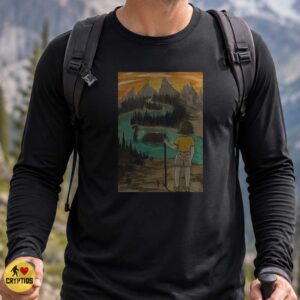 Loch Ness Monster Girl Lake Watercolor Mountain Sunset Cryptid Art T-Shirt 5 Loch Ness Monster Girl Lake Watercolor Mountain Sunset Cryptid Shirt