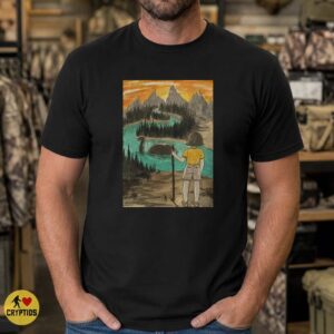 Loch Ness Monster Girl Lake Watercolor Mountain Sunset Cryptid Art T-Shirt 7 Loch Ness Monster Girl Lake Watercolor Mountain Sunset Cryptid Shirt