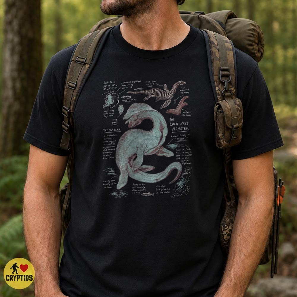 Loch Ness Monster Nessie Field Guide Naturalist Diagram Scottish Highlands Cryptid T-Shirt 3 Loch Ness Monster Nessie Field Guide Naturalist Diagram Scottish Highlands Cryptid Shirt