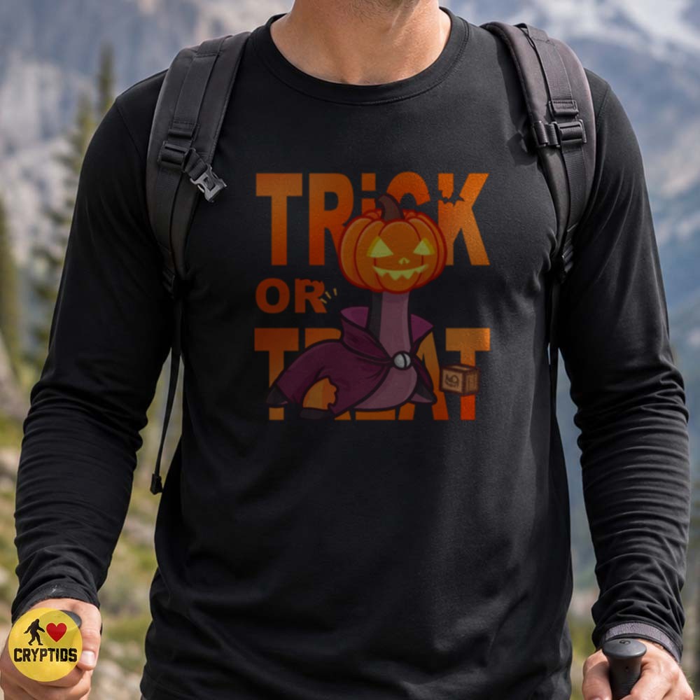 Loch Ness Monster Trick Or Treat Halloween Pumpkin Head Funny Cryptid T-Shirt 1 Loch Ness Monster Trick Or Treat Halloween Pumpkin Head Funny Shirt