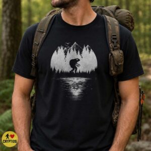 Loveland Frogman Moonlit Lake Cryptid Ohio Paranormal Black White T-Shirt 7 Loveland Frogman Moonlit Lake Cryptid Ohio Paranormal Shirt