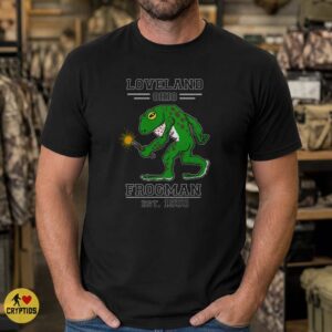 Loveland Frogman Ohio Cryptid Est 1955 College Style Sparkler T-Shirt 5 Loveland Frogman Ohio Cryptid Est 1955 College Style Sparkler Shirt