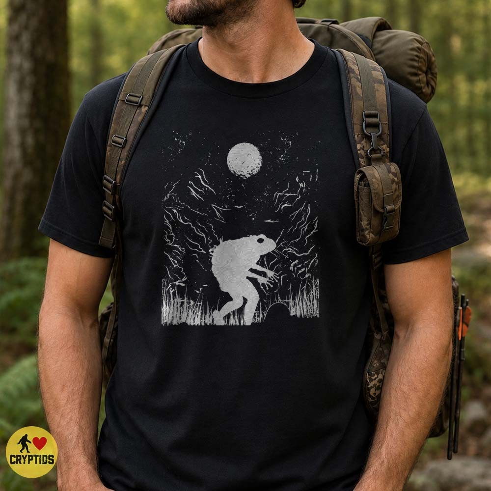 Loveland Frogman Silhouette Swamp Moon Night Cryptid Ohio T-Shirt 3 Loveland Frogman Silhouette Swamp Moon Night Cryptid Ohio Shirt