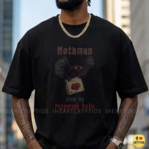 Mothman Stole My Pepperoni Rolls Funny West Virginia Cryptid Festival T-Shirt 8 Mothman Stole My Pepperoni Rolls Funny Shirt