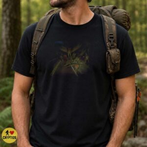 Mothman Swarm Red Eyes Night Road Vintage Polaroid Horror Cryptid Shirt