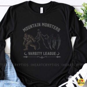 Mountain Monsters Varsity League Bigfoot Slenderman Mothman Cryptid Trio Shirt
