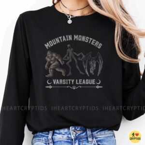 Mountain Monsters Varsity League Bigfoot Slenderman Mothman Cryptid Trio Shirt