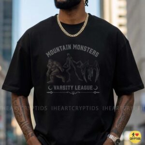 Mountain Monsters Varsity League Bigfoot Slenderman Mothman Cryptid Trio Shirt