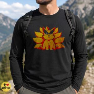 Nine Tailed Fox Kitsune Cute Kawaii Orange Fantasy Japanese Folklore T-Shirt 5 Nine Tailed Fox Kitsune Cute Kawaii Orange Fantasy Japanese Folklore Shirt