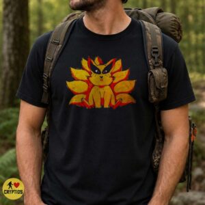 Nine Tailed Fox Kitsune Cute Kawaii Orange Fantasy Japanese Folklore Shirt