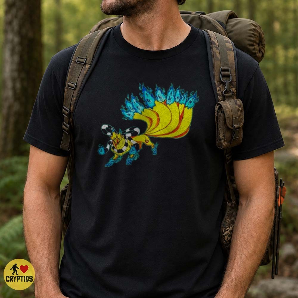 Nine Tailed Fox Kitsune Spirit Flame Fantasy Japanese Folklore T-Shirt 2 Nine Tailed Fox Kitsune Spirit Flame Fantasy Japanese Folklore Shirt