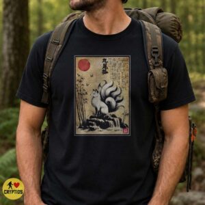 Nine Tailed Kitsune Fox Japanese Yokai Vintage Art Shirt