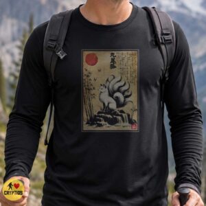 Nine Tailed Kitsune Fox Japanese Yokai Vintage Art T-Shirt 6 Nine Tailed Kitsune Fox Japanese Yokai Vintage Art Shirt