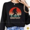 Onefoot Bigfoot Prosthetic Leg Retro Sunset Funny Shirt