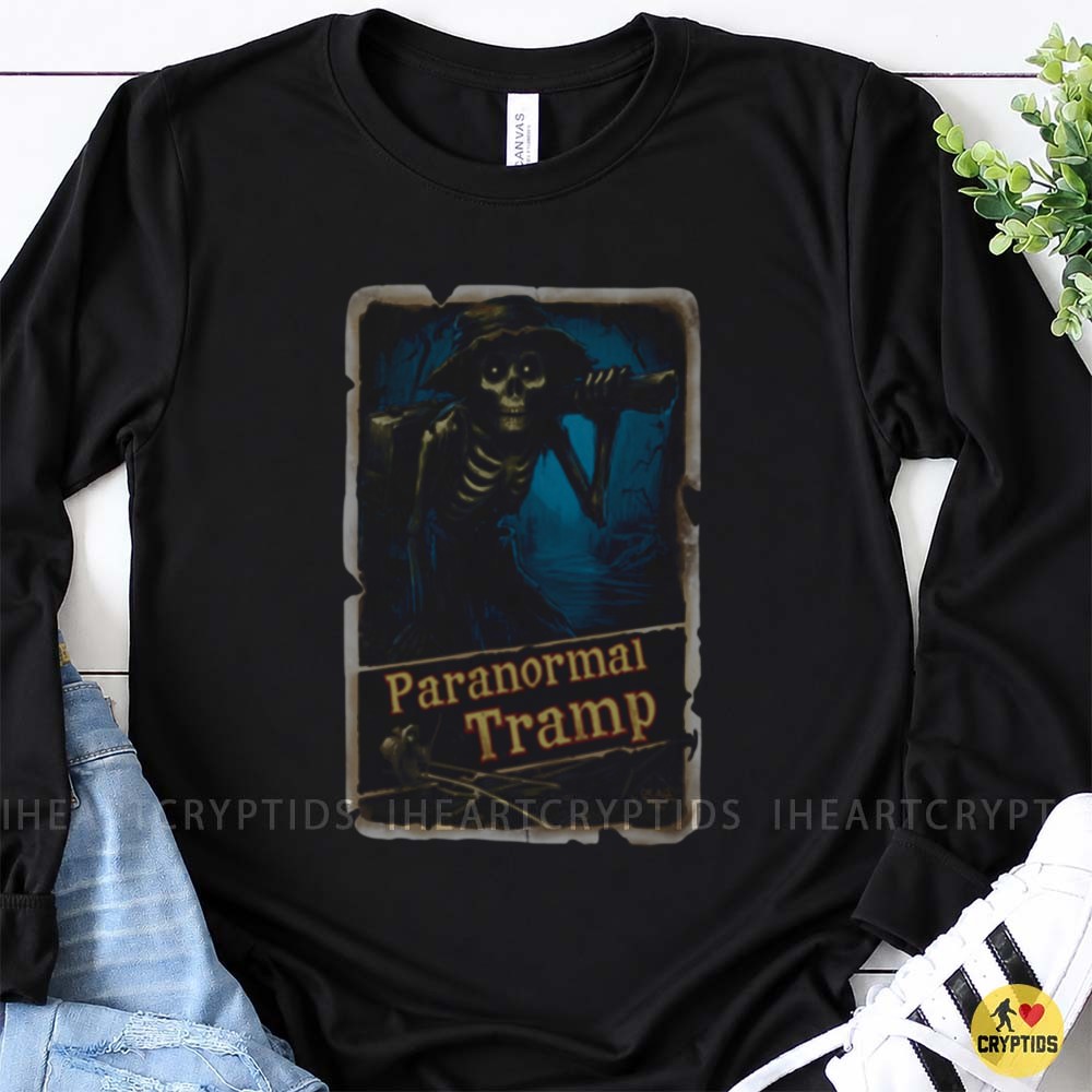 Paranormal Tramp Skeleton Hobo Ghost Cryptid Horror T-Shirt 1 Paranormal Tramp Skeleton Hobo Ghost Cryptid Horror Shirt