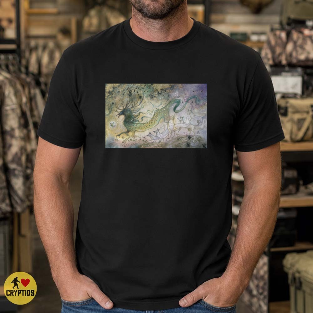 Qilin Dragon Deer Kitsune Fox Watercolor Fantasy Mythical Creatures T-Shirt 1 Qilin Dragon Deer Kitsune Fox Watercolor Fantasy Mythical Creatures Shirt