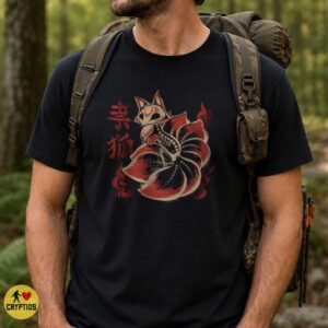 Red Kitsune Mask Fox Spirit Japanese Yokai Shirt