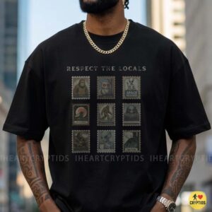 Respect The Locals Bigfoot Mothman Alien Cryptid Vintage Stamp Collection Funny Cryptid Lover T-Shirt 7 Respect The Locals Bigfoot Mothman Alien Cryptid Vintage Stamp Collection Funny Shirt
