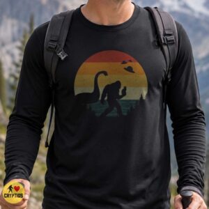 Retro Bigfoot Holding Cat Loch Ness Monster UFO Vintage Sunset T-Shirt 6 Retro Bigfoot Holding Cat Loch Ness Monster UFO Vintage Sunset Shirt