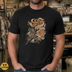 Samurai Fighting Kitsune Fox Spirit Japanese Yokai Shirt