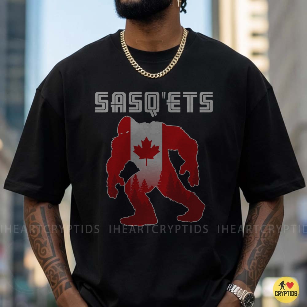 Sasq'ets Sasquatch Canadian Flag Canada Maple Leaf Forest Cryptid T-Shirt 1 Sasq'ets Sasquatch Canadian Flag Canada Maple Leaf Forest Shirt