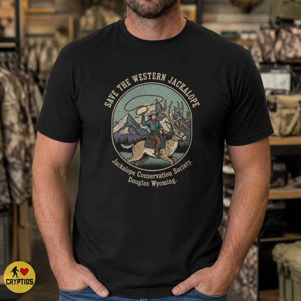 Save the Western Jackalope Cowboy Douglas Wyoming Conservation Society T-Shirt 3 Save the Western Jackalope Cowboy Douglas Wyoming Conservation Society Shirt