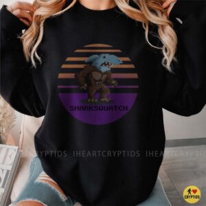 Sharksquatch Retro Sunset Bigfoot Shark Cryptid Shirt