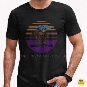 Sharksquatch Retro Sunset Bigfoot Shark Cryptid Shirt