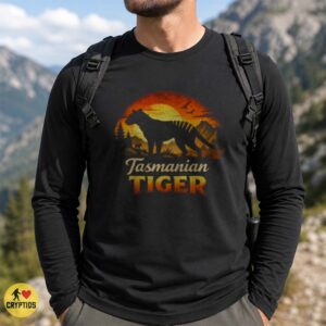 Tasmanian Tiger Thylacine Retro Sunset Wildlife Cryptid Shirt