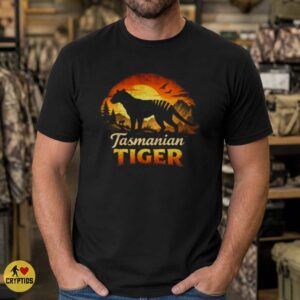 Tasmanian Tiger Thylacine Retro Sunset Wildlife Cryptid Shirt