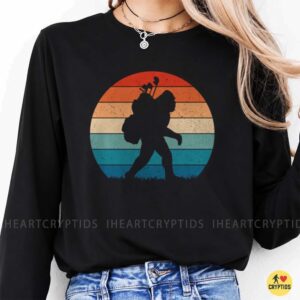 Vintage Bigfoot Hiking Sunset Retro Sasquatch T-Shirt 9 Vintage Bigfoot Hiking Sunset Retro Sasquatch Shirt