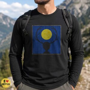 Wendigo Antler Silhouette Full Moon Dark Folk Minimalist Shirt