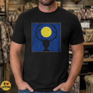 Wendigo Antler Silhouette Full Moon Dark Folk Minimalist Shirt