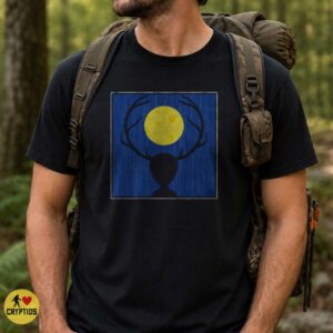 Wendigo Antler Silhouette Full Moon Dark Folk Minimalist Shirt