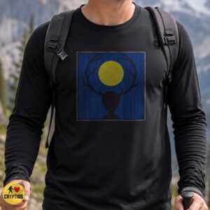 Wendigo Antler Silhouette Full Moon Dark Folk Minimalist Shirt