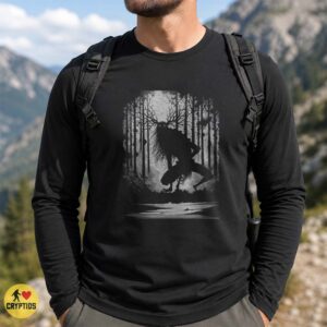 Wendigo Dark Forest Silhouette Horror Antler Cryptid Shirt