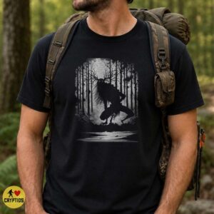 Wendigo Dark Forest Silhouette Horror Antler Cryptid Shirt