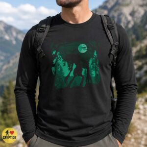 Wendigo Forest Moon Silhouette Dark Cryptid Horror Art Shirt