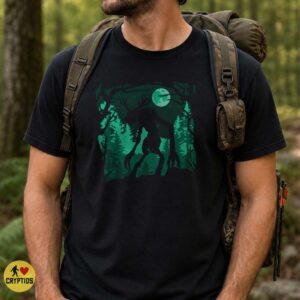 Wendigo Forest Moon Silhouette Dark Cryptid Horror Art Shirt