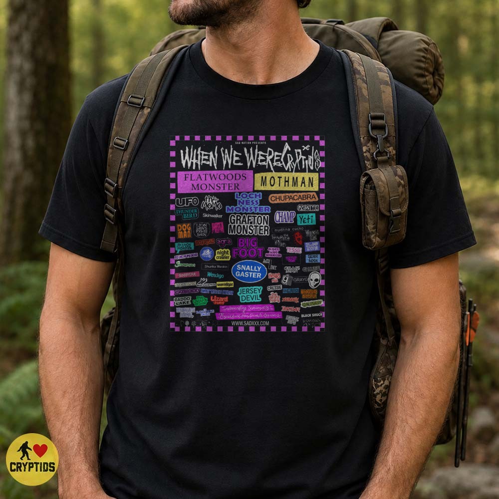 When We Were Cryptids Punk Sticker Collage Monster T-Shirt 2 When We Were Cryptids Punk Sticker Collage Monster Shirt