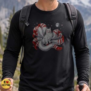 White Red Nine Tailed Kitsune Fox Moon Shirt