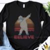 Yeti Dabbing Believe Retro Sunset Abominable Snowman Funny Shirt