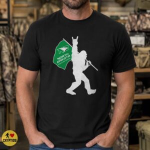 North Dakota Fighting Hawks Bigfoot Rock Hand T-Shirt, UND Alumni Fan Gift 4 North Dakota Fighting Hawks Bigfoot Rock Hand Shirt